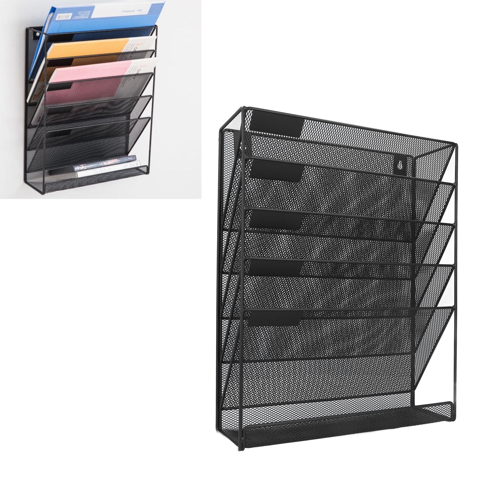 FAGINEY Wall File Organizer 5 Pockets Metal Space Saving Wall Mount ...