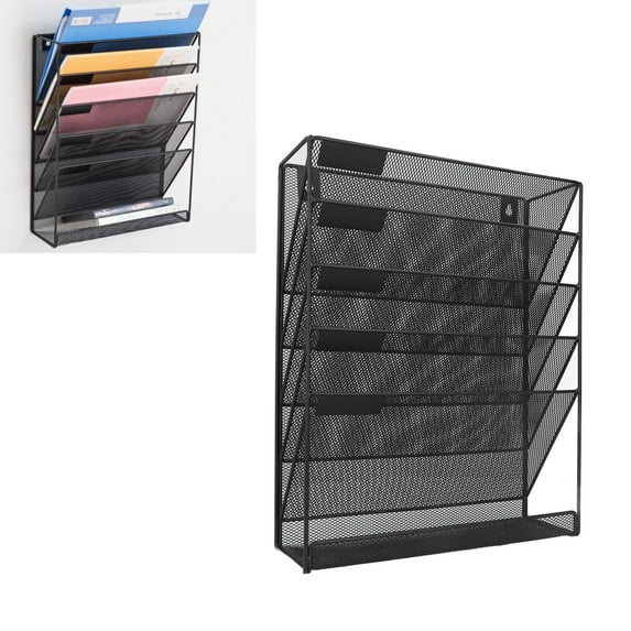 FAGINEY Wall File Organizer 5 Pockets Metal Space Saving Wall Mount Wall File Holder For File Document Notebook,Wall File Organizer,Wall File Holder