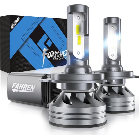 FAHREN H4 Light Bulb, 60000LM 1000% Super Brighter, Real 1:1 Size, 9003/HB2 LED Light for High Low Beam, 6500K Cool White, 70000Hrs Long Service Life with Cooling Fan, Plug and Play, Pack of 2