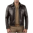 thumbnail image 1 of FAHUOMU Leather Jacket Men | Vintage Full Zipper Genuine Leather Jacket | Shirt Collar Lapel Solid Mens Leather Jacket, 1 of 6