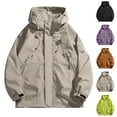 thumbnail image 1 of FAHUOMU Men Rain Jackets Outdoor Waterproof Windbreaker Hiking Jackets Coats Trendy Soild Color Hooded Jackets Outerwear, 1 of 4