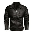thumbnail image 1 of FAHUOMU Men’s Faux Leather Jacket Cool Biker Jackets Vintage Stand Collar Lightweight Leather Outwear Coat, 1 of 4