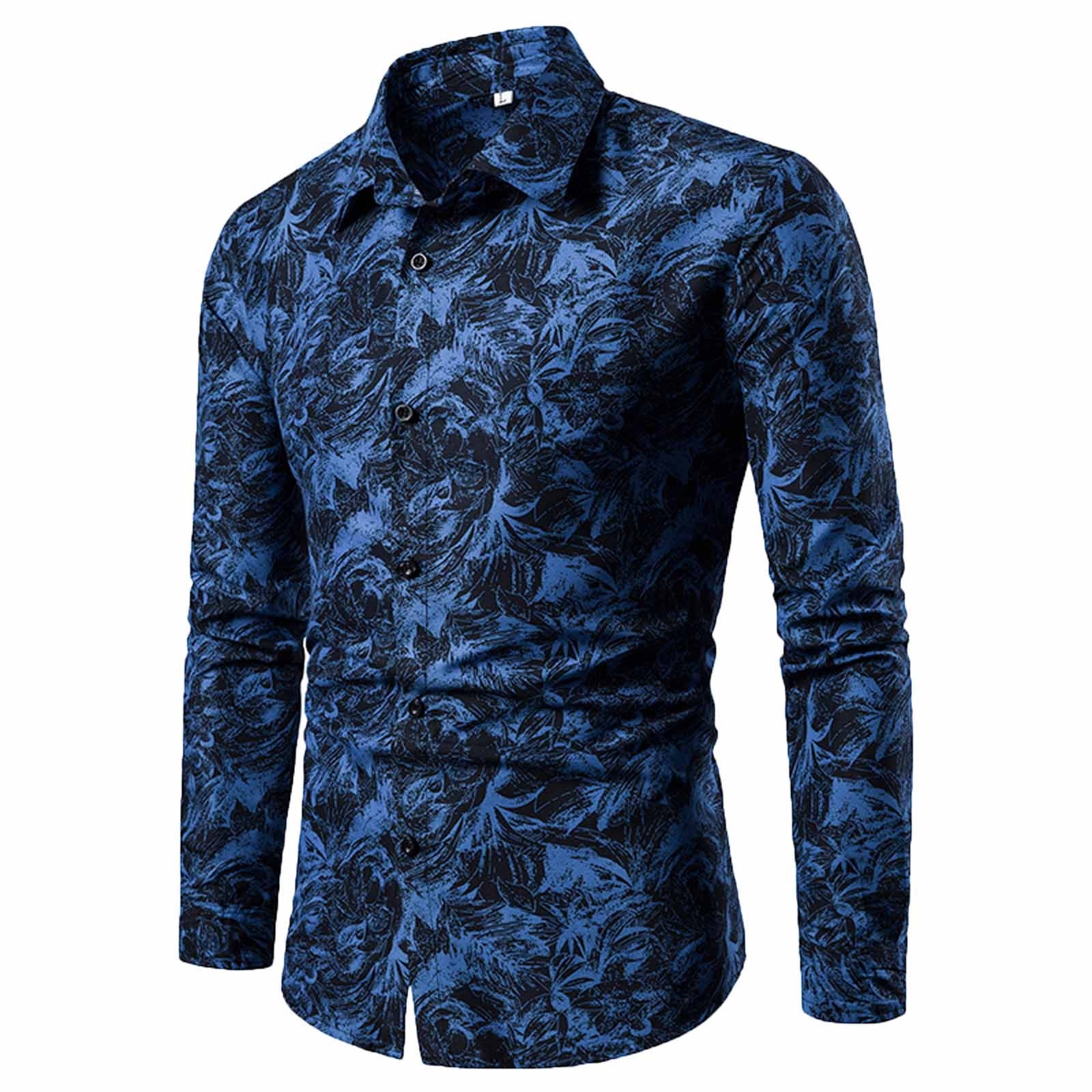 FAHUOMU Men's Floral Printed Dress Shirt Long Sleeve Paisley Button ...