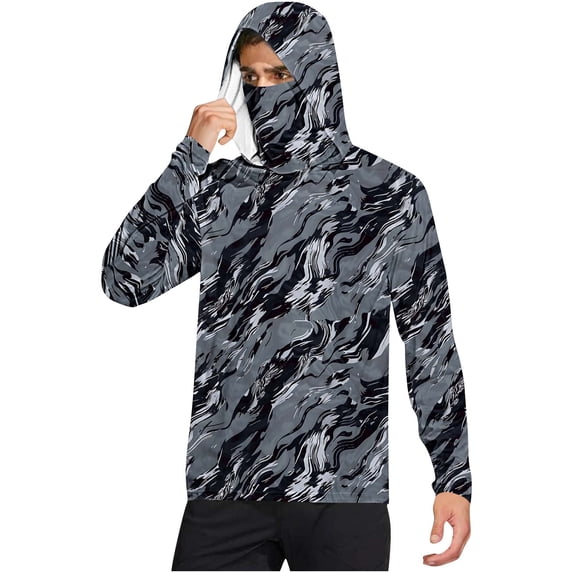 FAHUOMU Men's Sun Protection Long Sleeve Shirts UPF 50+ Athletic Fishing Rash Guards Shirt Fishing Swim Hiking Boating Tees