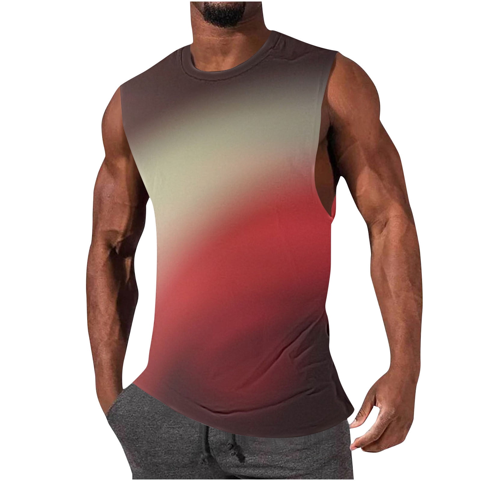 FAHUOMU Men's Tank Tops Funny Gradient Color Sleeveless Big and Tall
