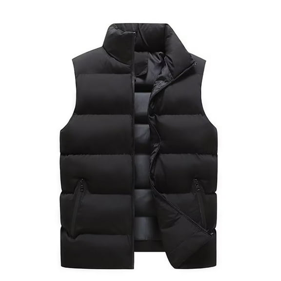 FAHUOMU Men's Thicken Winter Vest,Plus Size Sleeveless Jacket Coats Quilted Puffy Vest Outwear Slim Stand Collar Waistcoat