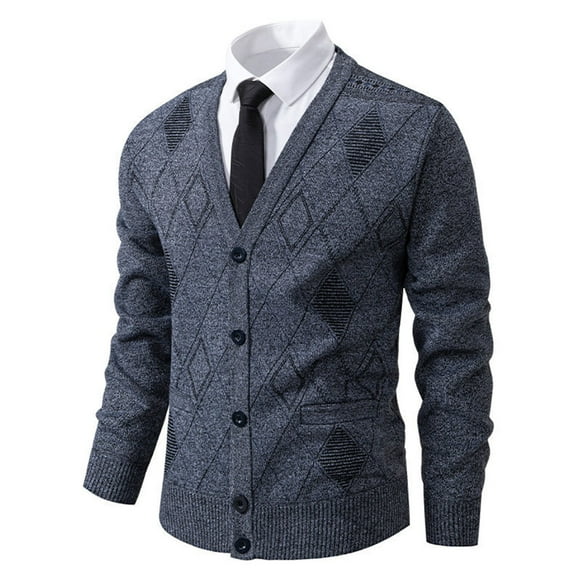 FAHUOMU Men's Vintage V-Neck Button Pockets Knitted Cardigan Sweaters Coat Winter Fall Fashion Long Sleeve Shirts 2024