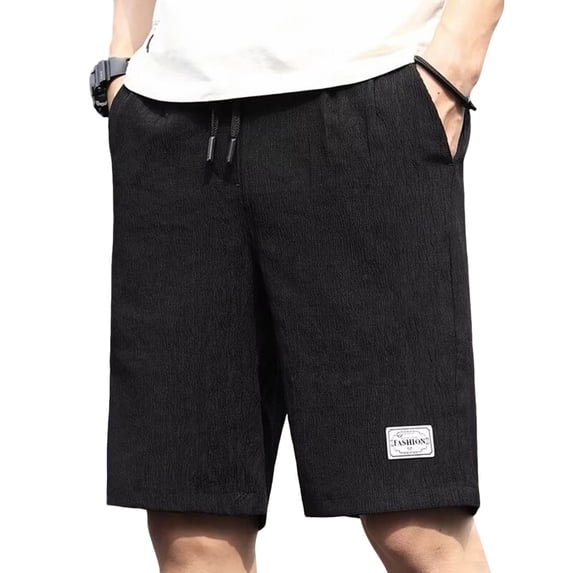 FAHUOMU Mens Athletic Shorts Pleated Elastic Waist Drawstring Loose Five Inch Shorts Summer Casual Short Pants with Pockets