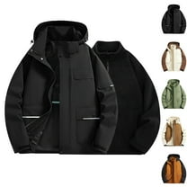 FAHUOMU Mens Casual Rain Jacket Fashion Solid Winter Fall Windbreaker Hooded Jacket Coats Outdoor Hiking Travel Raincoat