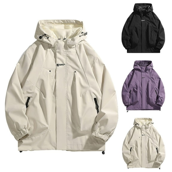 FAHUOMU Mens Jacket Casual Lightweight Hooded Windbreaker softshell Easy-Care Zip-Up Versatile Outdoor Comfort Activities Coat