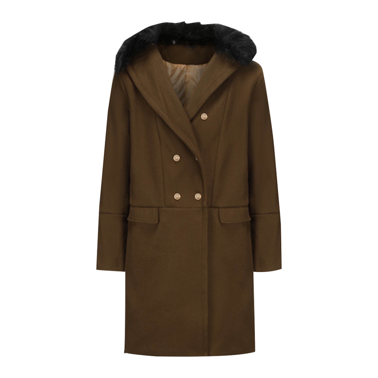 FAHUOMU Mens Wool Blend Double Breasted Overcoat Winter Slim