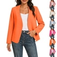 thumbnail image 1 of FAHUOMU Plus Size Blazer For Women Collarless Long Sleeve Open Front Jackets Classic Work Business Casual Suits, 1 of 10