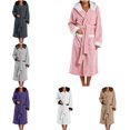 thumbnail image 1 of FAHUOMU Plush Hooded Robes For Women Cozy Warm Fleece Bath Robe With Pockets Winter Loose Fit Loungewear, 1 of 8