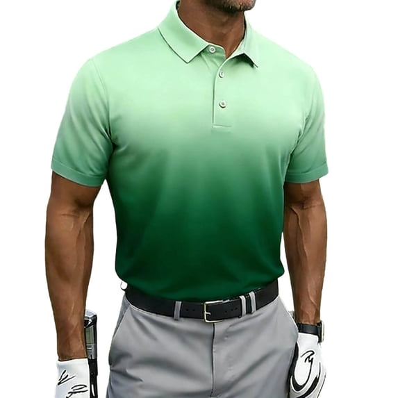 FAHUOMU Polo Shirts For Men Short Sleeve Dry Fit Tees Moisture Wicking Performance Gradient Color Collared Pullover Shirt