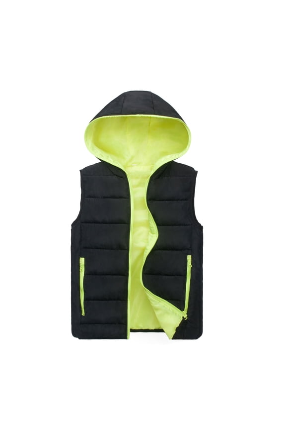 Winter Vest for Men Big and Tall Letter Print Jacket Vest Zip Up Bubble Vest Sleeveless Padded Jacket Stand Collar Vest Coat