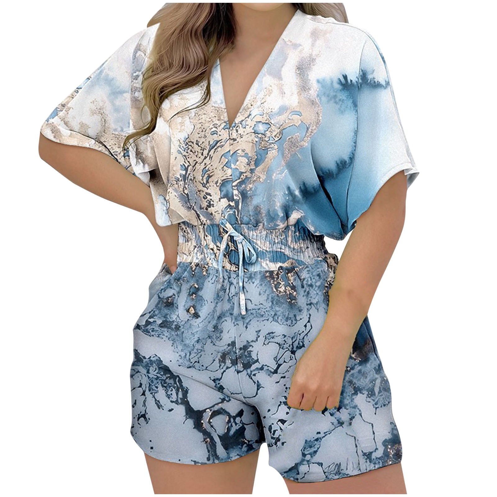 Puloru Women Summer Rompers, Leopard Print Short Sleeves Tight 