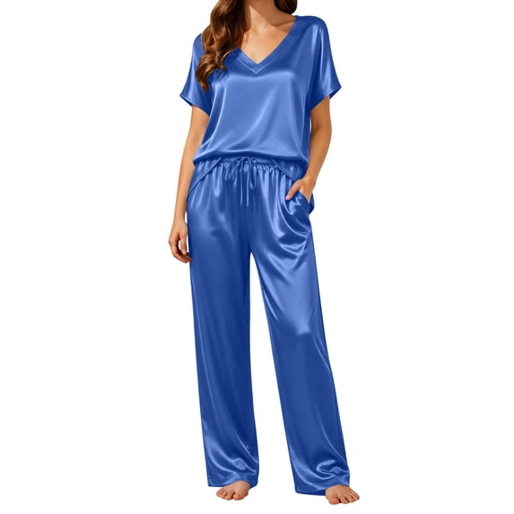 FAHUOMU Women's 2 Piece Pajama Set Sexy Loungewear Sleepwear Casual Home Wear Outfits Soft Comfortable Relaxed Fit Matching Sets