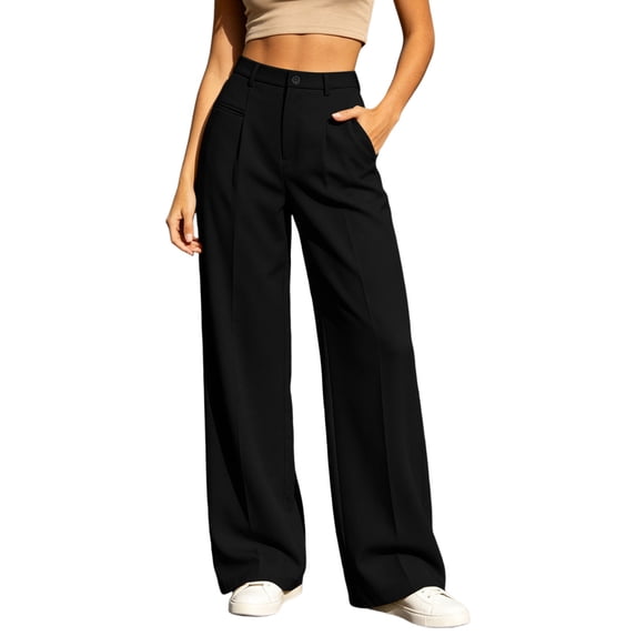 FAHUOMU Women's Business Casual Dress Pants Work Office Commuter Wear Formal Casual Bottoms Solid Color Elegant Versatile Tailored Fit Trousers with Pockets