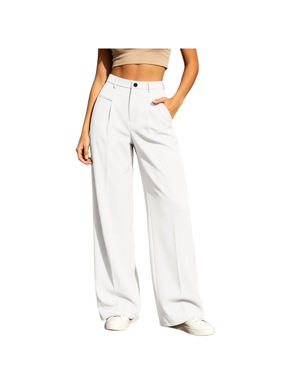 Women's Business Casual Dress Pants Work Office Commuter Wear Formal Casual Bottoms Solid Color Elegant Versatile Tailored Fit Trousers with Pockets