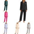 thumbnail image 1 of FAHUOMU Women's Classic Pajama Set Long Sleeve Long Pants Lounge Sets Satin Button Down Soft Sleepwear With Chest Pocket, 1 of 7