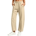 thumbnail image 1 of FAHUOMU Women's Fleece Lined Barrel Leg Joggers High Waist Stretchy Wide Leg Casual Athletic Winter Bottoms Solid Color Soft Warm Comfortable Trousers, 1 of 9