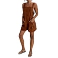 thumbnail image 1 of FAHUOMU Women's Overall Shorts Linen Look 5" Inseam One Piece Bottoms Lightweight Stretchy Summer Rompers with Pockets, 1 of 7