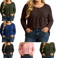 thumbnail image 1 of FAHUOMU Women's Plus Size Top Long Sleeve Button Up Crewneck Waffle Shirts Fall Fashion Lightweight Clothes, 1 of 7