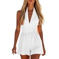 thumbnail image 1 of FAHUOMU Women's Rompers Halter Neck Sleeveless Summer Outfits Solid Color Lightweight Breathable Casual Jumpsuits Overalls, 1 of 7