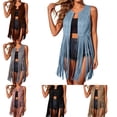 thumbnail image 1 of FAHUOMU Women's Sleeveless Fringe Vest Faux Suede Cardigan Long Causal Concert Tassel Jacket Open Front, 1 of 10