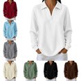thumbnail image 1 of FAHUOMU Women's Waffle Knit Top Long Sleeve V Neck Shirts Soft Lightweight Collared Outfits Casual Fall Fashion Blouses, 1 of 10