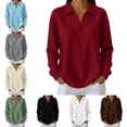 thumbnail image 1 of FAHUOMU Women's Waffle Knit Top Long Sleeve V Neck Shirts Soft Lightweight Collared Outfits Casual Fall Fashion Blouses, 1 of 10