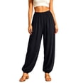 thumbnail image 1 of FAHUOMU Women's Yoga Harem Pants Summer Loose Fit Elastic Waist Athletic Loungewear Bottoms Solid Color Lightweight Breathable Soft Comfortable Trousers, 1 of 7