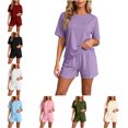 thumbnail image 1 of FAHUOMU Womens Pajamas Set 2 Piece Short Sleeve Crewneck Tops With Elastic Waist Shorts Sleepwear Soft Breathable Loungewear, 1 of 10
