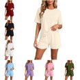 thumbnail image 1 of FAHUOMU Womens Pajamas Set 2 Piece Short Sleeve Crewneck Tops With Elastic Waist Shorts Sleepwear Soft Breathable Loungewear, 1 of 10