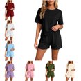 thumbnail image 1 of FAHUOMU Womens Pajamas Set 2 Piece Short Sleeve Crewneck Tops With Elastic Waist Shorts Sleepwear Soft Breathable Loungewear, 1 of 10