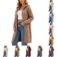 thumbnail image 1 of FAHUOMU Womens Plus Size Hooded Cardigan Open Front Cable Knit Long Sweaters With Pocket Oversized Lightweight Cardigans Outwear Coat, 1 of 8