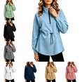 thumbnail image 1 of FAHUOMU Womens Sweatshirt Oversized Quarter Zip Stand Collar Drawstring Waist Long Sleeve Soft Casual Pullover Fall Tops, 1 of 8
