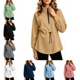 thumbnail image 1 of FAHUOMU Womens Sweatshirt Oversized Quarter Zip Stand Collar Drawstring Waist Long Sleeve Soft Casual Pullover Fall Tops, 1 of 7