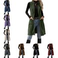 thumbnail image 1 of FAHUOMU Womens Vest Tops Sleeveless Corduroy Collared Cardigan Fall Lightweight Casual Coats With Pockets, 1 of 10