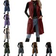 thumbnail image 1 of FAHUOMU Womens Vest Tops Sleeveless Corduroy Collared Cardigan Fall Lightweight Casual Coats With Pockets, 1 of 10