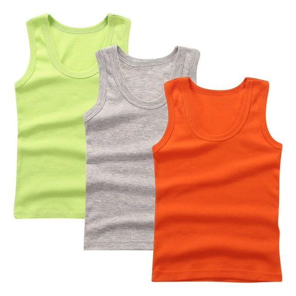 FAHXNVB 3 Pack Crewneck Tank Tops for Boys Cotton Comfortable Athletic Sleeveless Shirts Summer Breathable Fashion Undershirts 2-14 Years