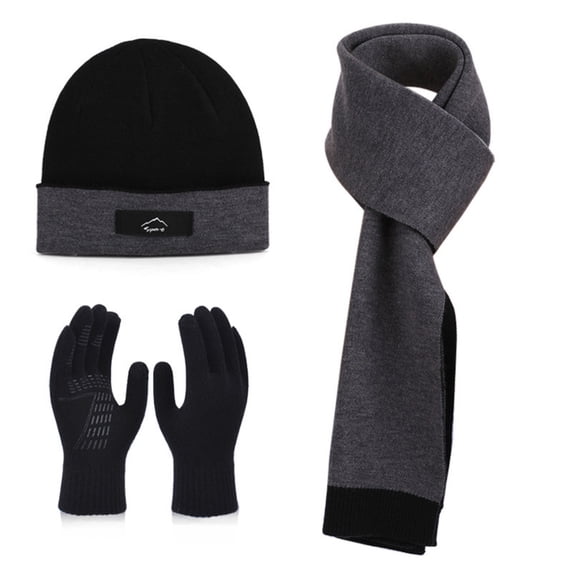FAHXNVB 3 Piece Knit Hat Scarf Gloves for Men and Women Cold Weather Thermal Accessories Long Scarf Winter Hat and Gloves
