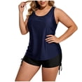 thumbnail image 1 of FAHXNVB 3 Piece Tankini Swimsuits for Women Swim Tank Top Bathing Suits with Boy Shorts and Padded Bra Summer Beach Athletic Swimwear,L,Navy, 1 of 5