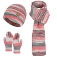 thumbnail image 1 of FAHXNVB 3 in 1 Winter Beanie Hat Scarf Gloves Set for Women 3 Piece Warm Soft Cable Knitted Skull Cap Long Scarf Touchscreen Gloves for Cold Weather, 1 of 5