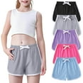 thumbnail image 1 of FAHXNVB 5 Packs Girls Soft Cotton Shorts Elastic Waist Athletic Active Running Shorts Summer Fashion Casual Dolphin Shorts 12M-11Years, 1 of 5