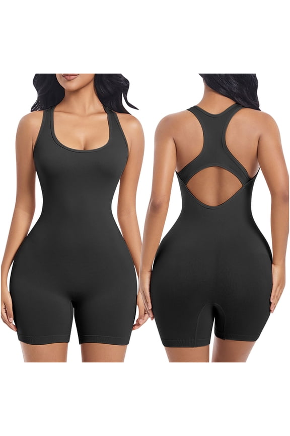 Bodysuit for Women Thigh Slimmer Body Shaper Seamless Square Neck Butt Lifting Workout Bodycon