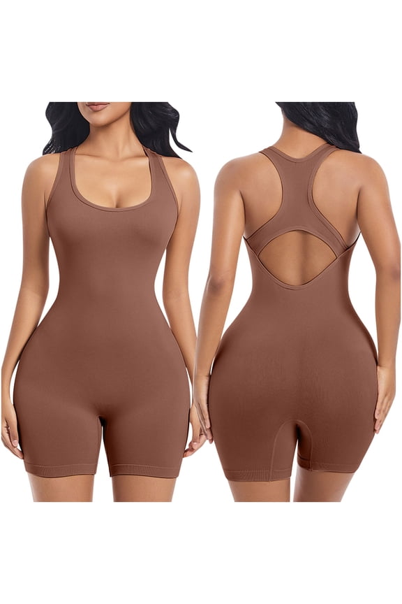 Bodysuit for Women Thigh Slimmer Body Shaper Seamless Square Neck Butt Lifting Workout Bodycon