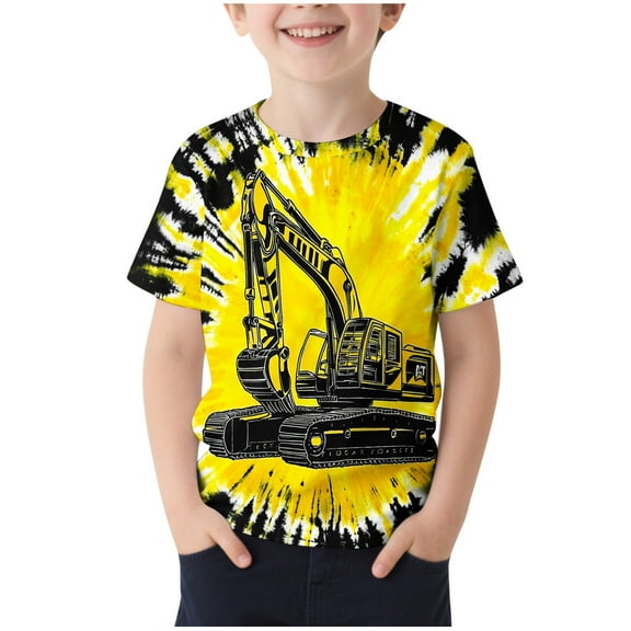 FAHXNVB Boys Crewneck T-Shirts Short Sleeve Summer Soft Cotton Graphic Print Tie dye Breathable Tees Tops Fashion Casual Shirts 3-15 Years
