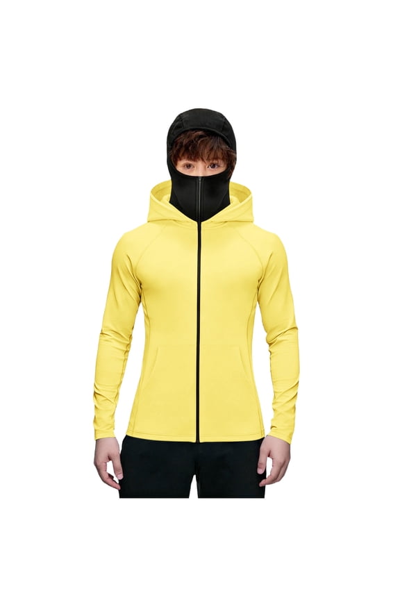 Boys Hooded Face Cover Jacket Sun Protection Long Sleeve Full Zip Up Hoodie Outdoor Sports Hiking Lightweight Jacket 5-15 Years