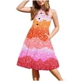 thumbnail image 1 of FAHXNVB Cami Midi Dresses for Girls Casual Crewneck Spaghetti Straps A Line Tiered Flowy Sundress Summer Fashion Cozy Graphic Print Beach Vacation Dresses 2-12 Years, 1 of 7